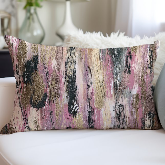 Abstract Modern Paint Brush Strokes Trendy Lumbar Pillow (Creator Uploaded)