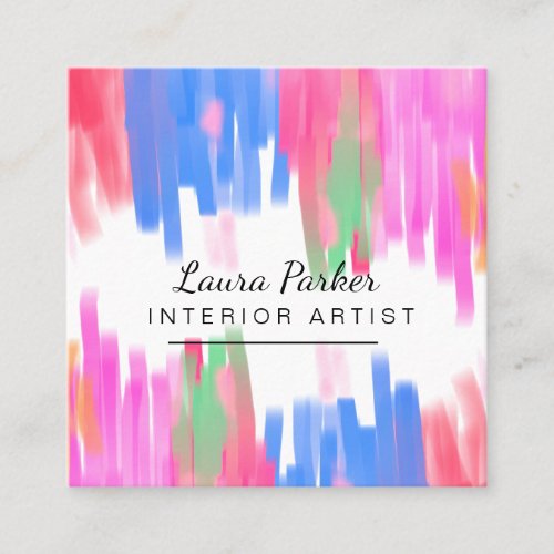 Abstract Modern Paint Watercolor Minimal Artist Square Business Card