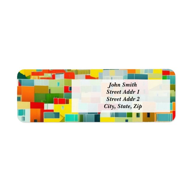 Abstract Modern Painting Hillside Houses Label (Front)