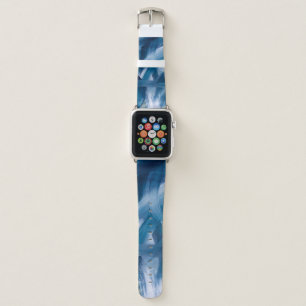 Abstract modern painting landscape. Blue night art Apple Watch Band
