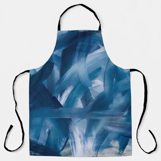 Abstract modern painting landscape. Blue night art Apron (Front)