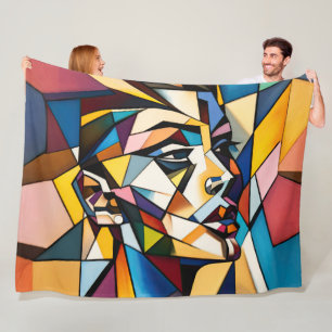 Abstract Modern Painting Woman Fleece Blanket