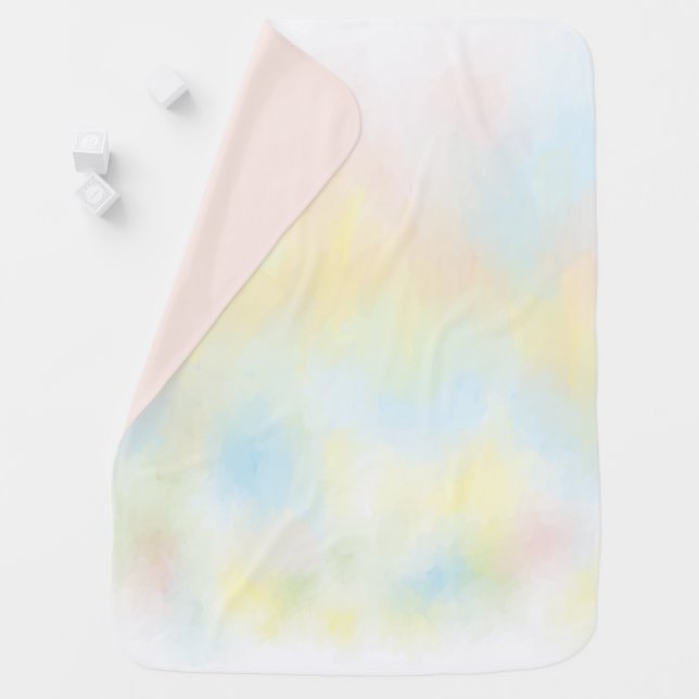 Abstract modern pastel blue yellow pink  baby blan blanket (In Situ)