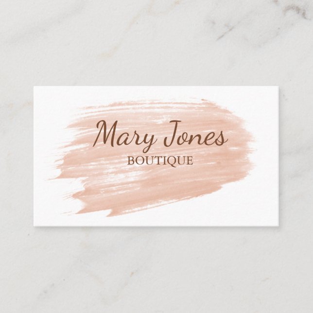 Abstract Modern Peach Brush Strokes Boutique Business Card (Front)