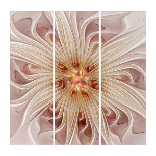 Abstract Modern Peach Pastel Flower Fractal Art