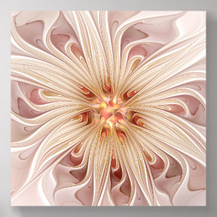 Abstract Modern Peach Pastel Flower Fractal Art Acrylic Photo Tile