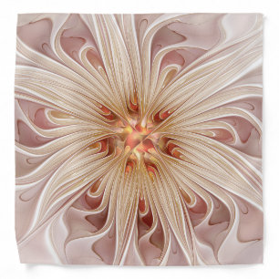 Abstract Modern Peach Pastel Flower Fractal Art Bandana
