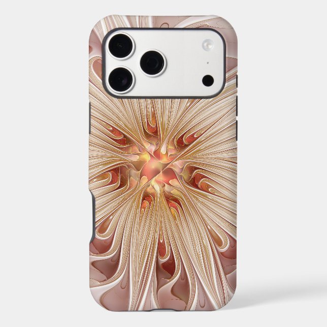 Abstract Modern Peach Pastel Flower Fractal Art Case-Mate iPhone Case (Back)
