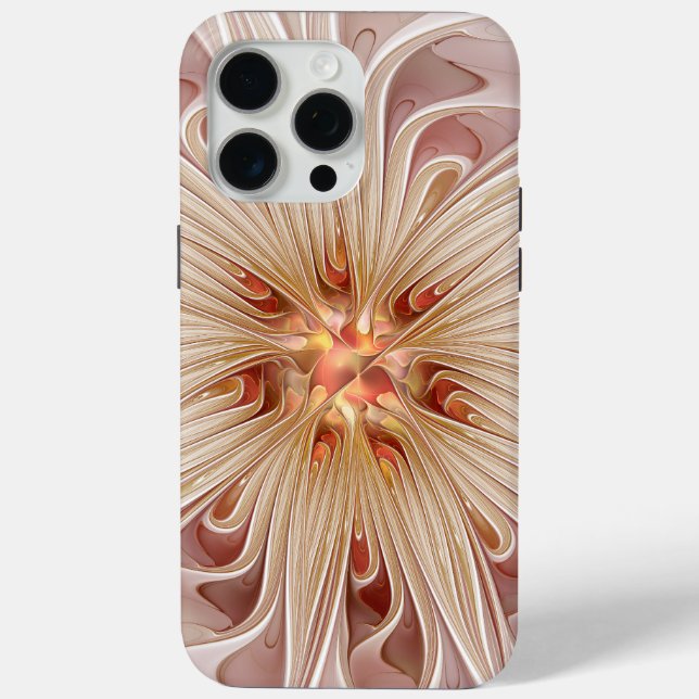 Abstract Modern Peach Pastel Flower Fractal Art Case-Mate iPhone Case (Back)