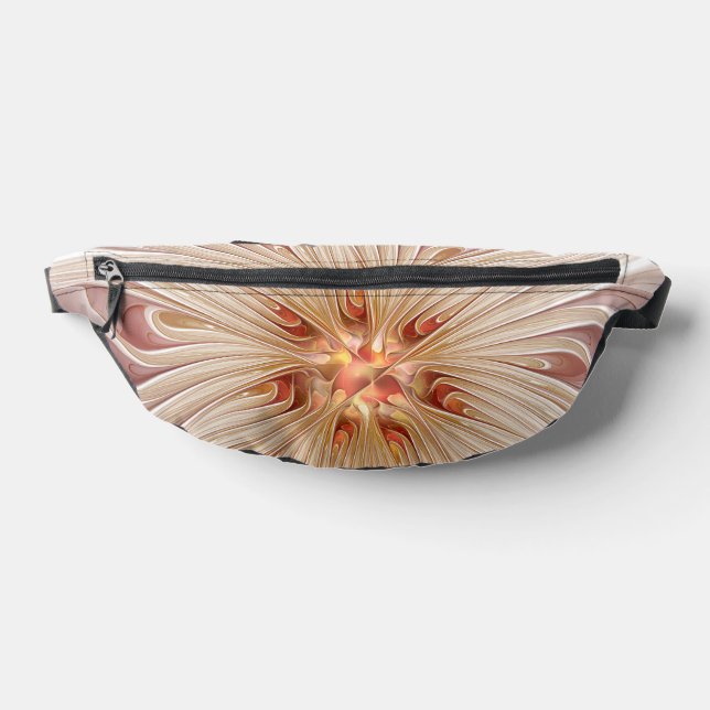 Abstract Modern Peach Pastel Flower Fractal Art Fanny Pack (Lay Down)