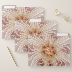 Abstract Modern Peach Pastel Flower Fractal Art File Folder