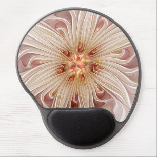 Abstract Modern Peach Pastel Flower Fractal Art Gel Mouse Pad