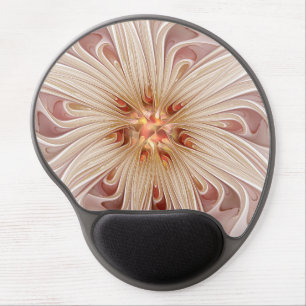 Abstract Modern Peach Pastel Flower Fractal Art Gel Mouse Pad