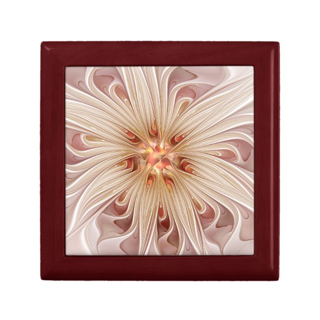 Abstract Modern Peach Pastel Flower Fractal Art Gift Box (Front)