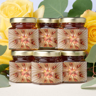 Abstract Modern Peach Pastel Flower Fractal Art Honey Jar Favors