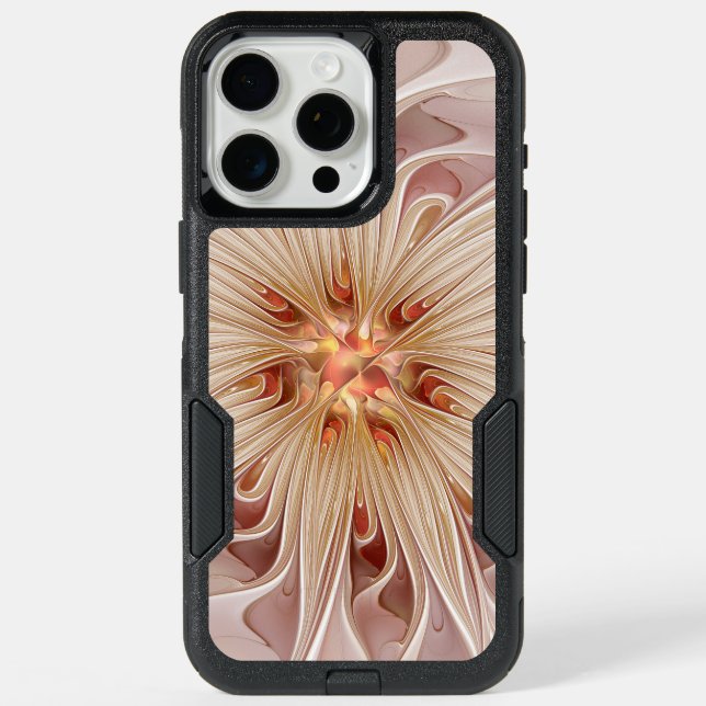 Abstract Modern Peach Pastel Flower Fractal Art iPhone 15 Pro Max Case (Back)