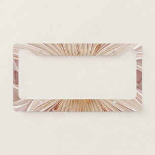 Abstract Modern Peach Pastel Flower Fractal Art License Plate Frame