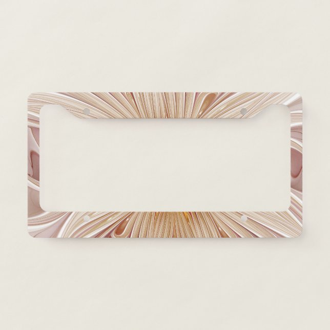 Abstract Modern Peach Pastel Flower Fractal Art License Plate Frame (Front)