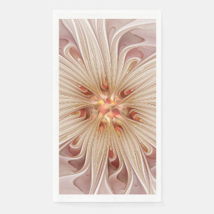 Abstract Modern Peach Pastel Flower Fractal Art Paper Guest Towels