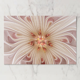 Abstract Modern Peach Pastel Flower Fractal Art Paper Pad