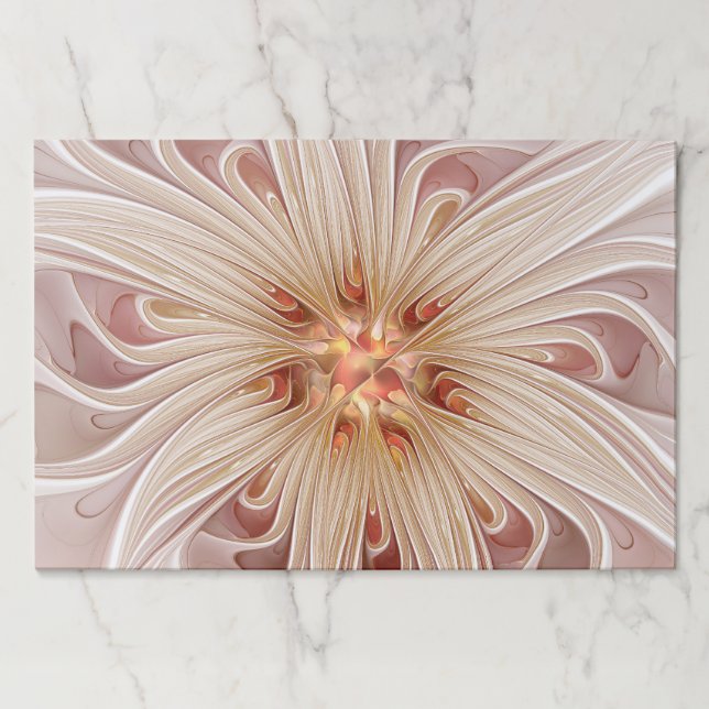 Abstract Modern Peach Pastel Flower Fractal Art Paper Pad (Front)