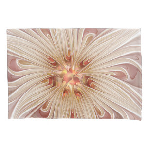 Abstract Modern Peach Pastel Flower Fractal Art Pillow Case