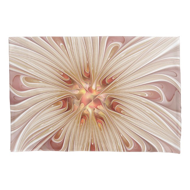 Abstract Modern Peach Pastel Flower Fractal Art Pillow Case (Front)