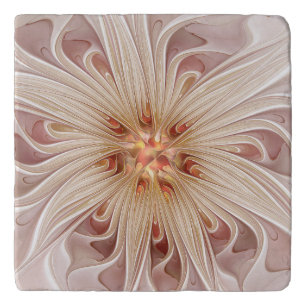 Abstract Modern Peach Pastel Flower Fractal Art Trivet