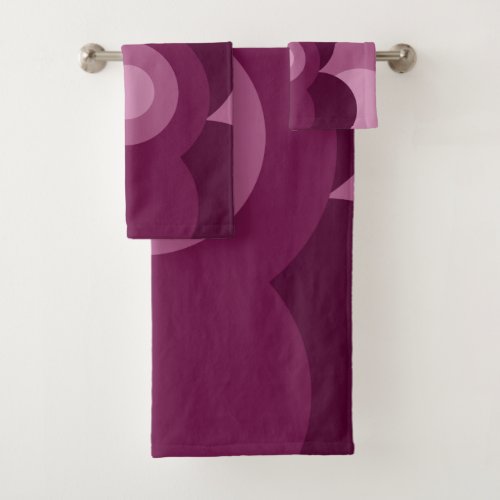 Abstract modern pink and purple pattern bath towel set