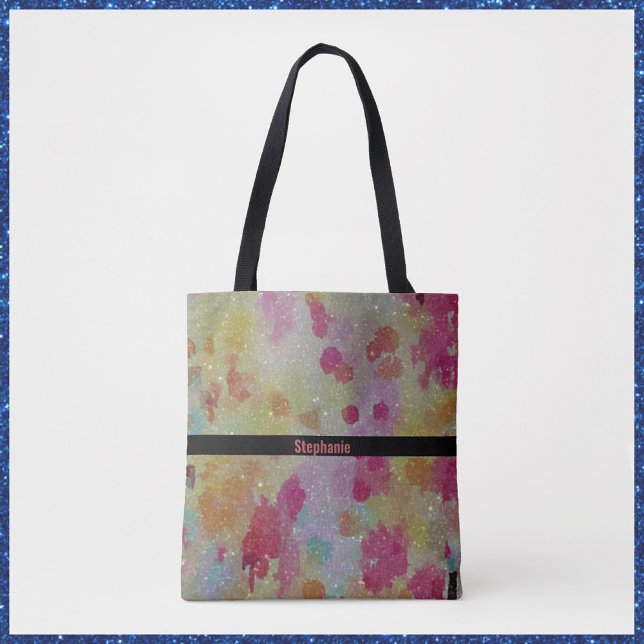 Abstract Modern Pink Black and Yellow  Tote Bag (Creator Uploaded)