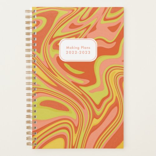 Abstract Modern Pink Red Marble Yearly Planner