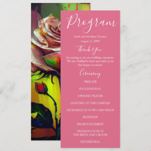 Abstract Modern Pink Roses Wedding Programs