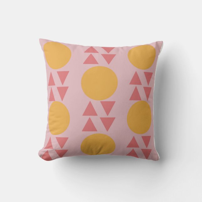 Abstract modern pink yellow pillow  (Front)