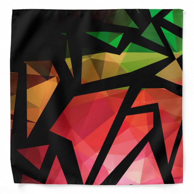Abstract modern polygonal graffiti geometric dark bandana (Front)