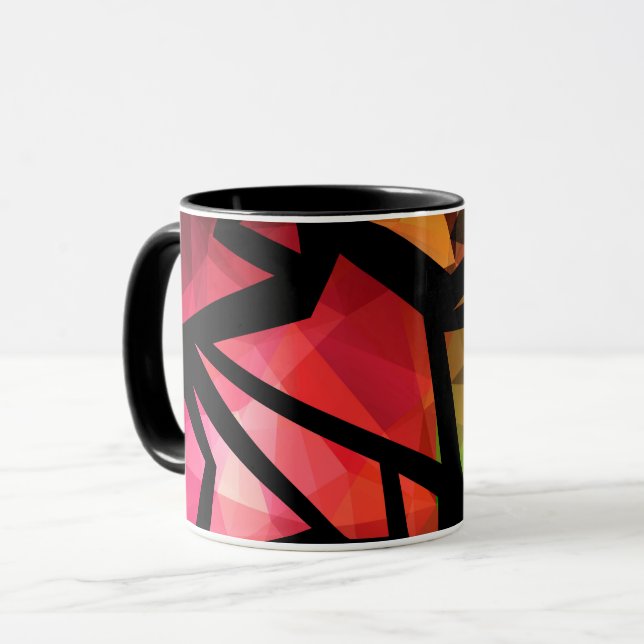 Abstract modern polygonal graffiti geometric dark mug (Front Left)