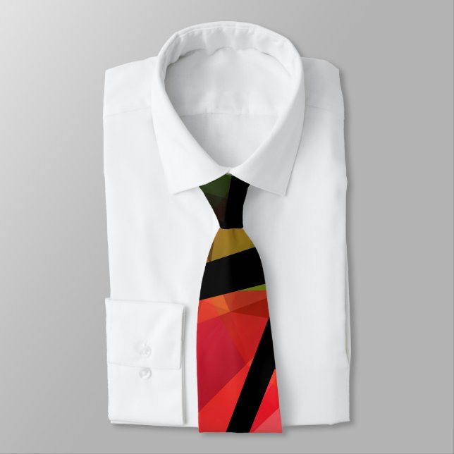 Abstract modern polygonal graffiti geometric dark neck tie (Tied)