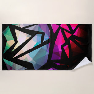 Abstract modern polygonal graffiti geometrical dar beach towel