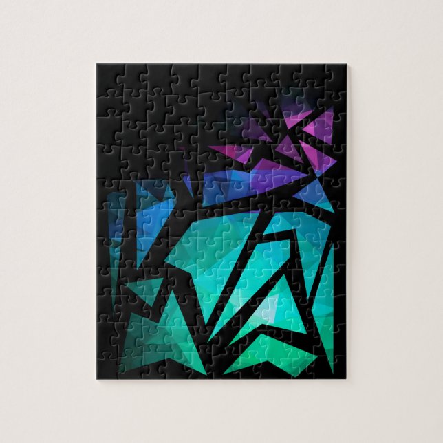 Abstract modern polygonal graffiti geometrical dar jigsaw puzzle (Vertical)