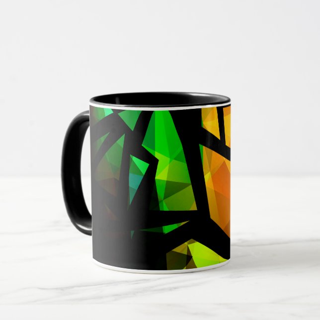 Abstract modern polygonal graffiti geometrical dar mug (Front Left)