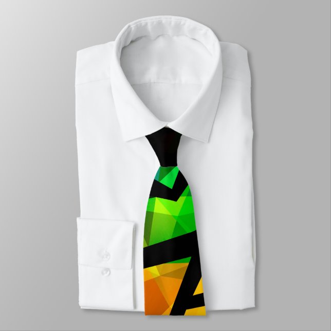 Abstract modern polygonal graffiti geometrical dar neck tie (Tied)