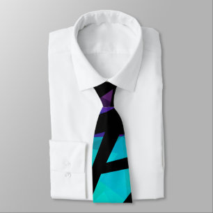 Abstract modern polygonal graffiti geometrical dar neck tie