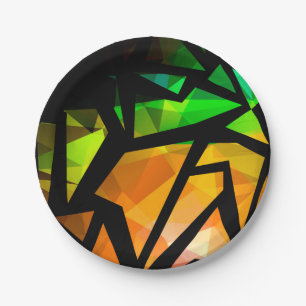 Abstract modern polygonal graffiti geometrical dar paper plates