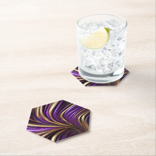 Abstract Modern Purple Gold Paper Coaster