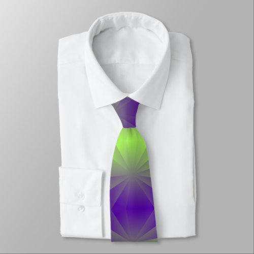 Abstract modern purple green ray stripes pattern neck tie