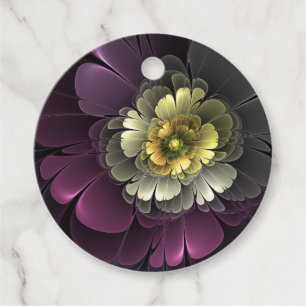 Abstract Modern Purpur Khaki Gray Flower Custom Favor Tags