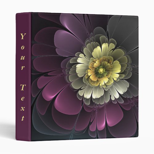 Abstract Modern Purpur Khaki Gray Flower Text 3 Ring Binder