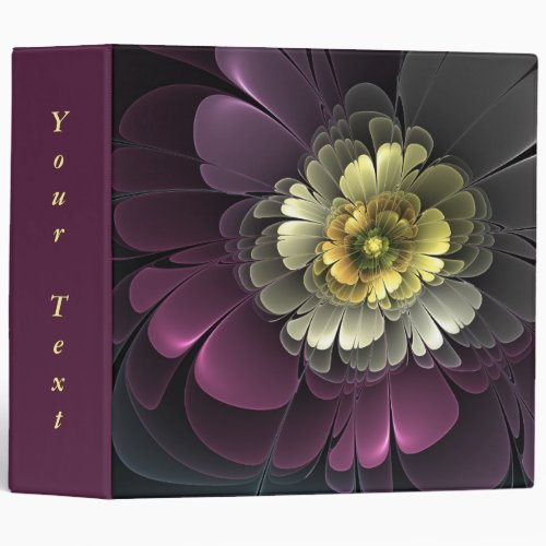 Abstract Modern Purpur Khaki Gray Flower Text 3 Ring Binder