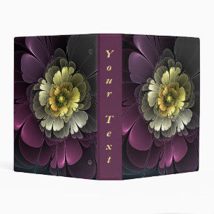 Abstract Modern Purpur Khaki Gray Flower Text Mini Binder