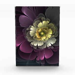 Abstract Modern Purpur Khaki Gray Fractal Flower Acrylic Award