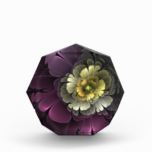 Abstract Modern Purpur Khaki Gray Fractal Flower Acrylic Award